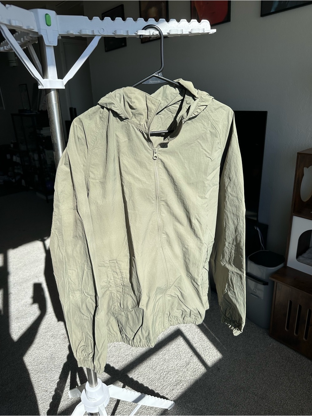 Muji Olive Hooded Windbreaker Jacket
